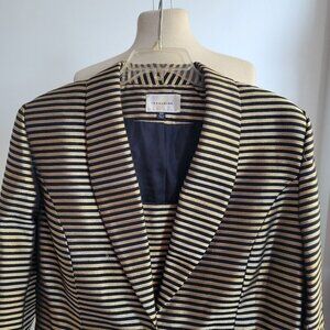 Terramina Jacket Striped Black & Gold Metallic Blazer/Jacket (Size: 20)